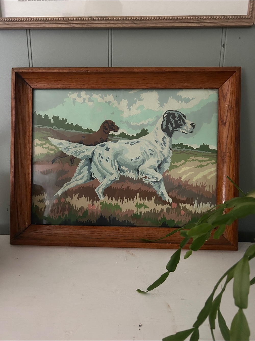 Vintage framed paint by number Irish setter dog painting